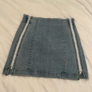 Jean Skirt with Zippers on side